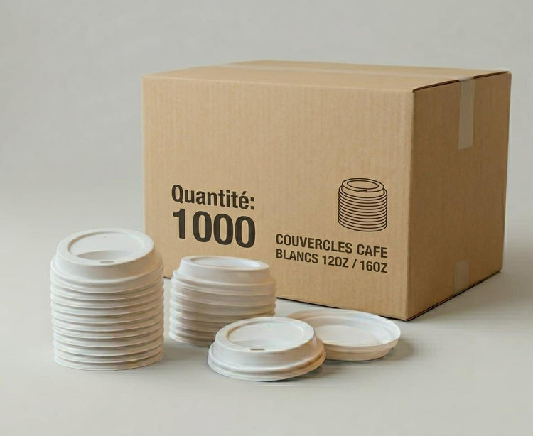 Couvercles blancs pour verres 12oz (1000x)